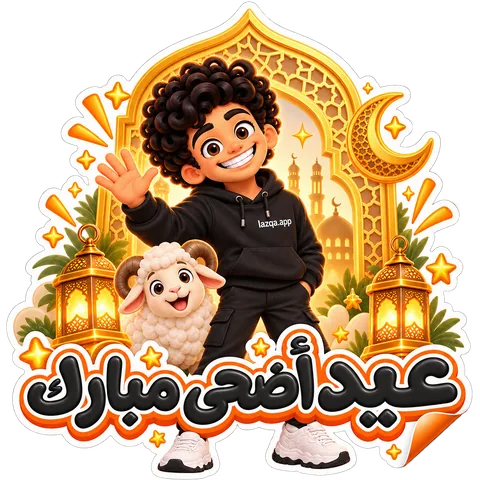 استيكر لشخصية لزقة ومكتوب عليه «عيد أضحى مبارك»