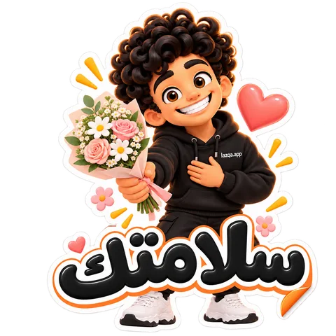 استيكر لشخصية لزقة ومكتوب عليه «سلامتك»