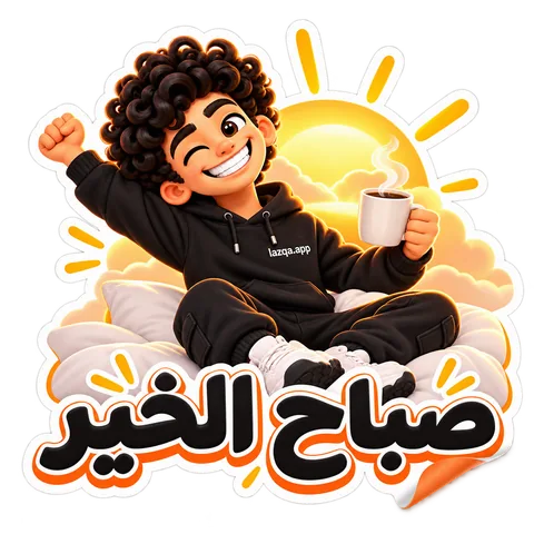 استيكر لشخصية لزقة ومكتوب عليه «صباح الخير»